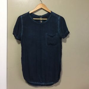 Jach’s Girlfriend teal distressed pocket tee